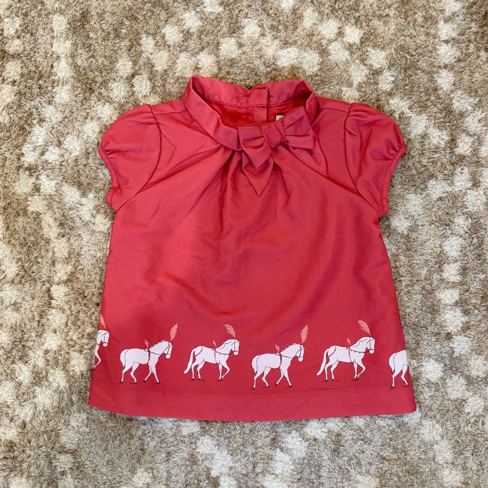 Janie and Jack Coral Satin Equestrian Top